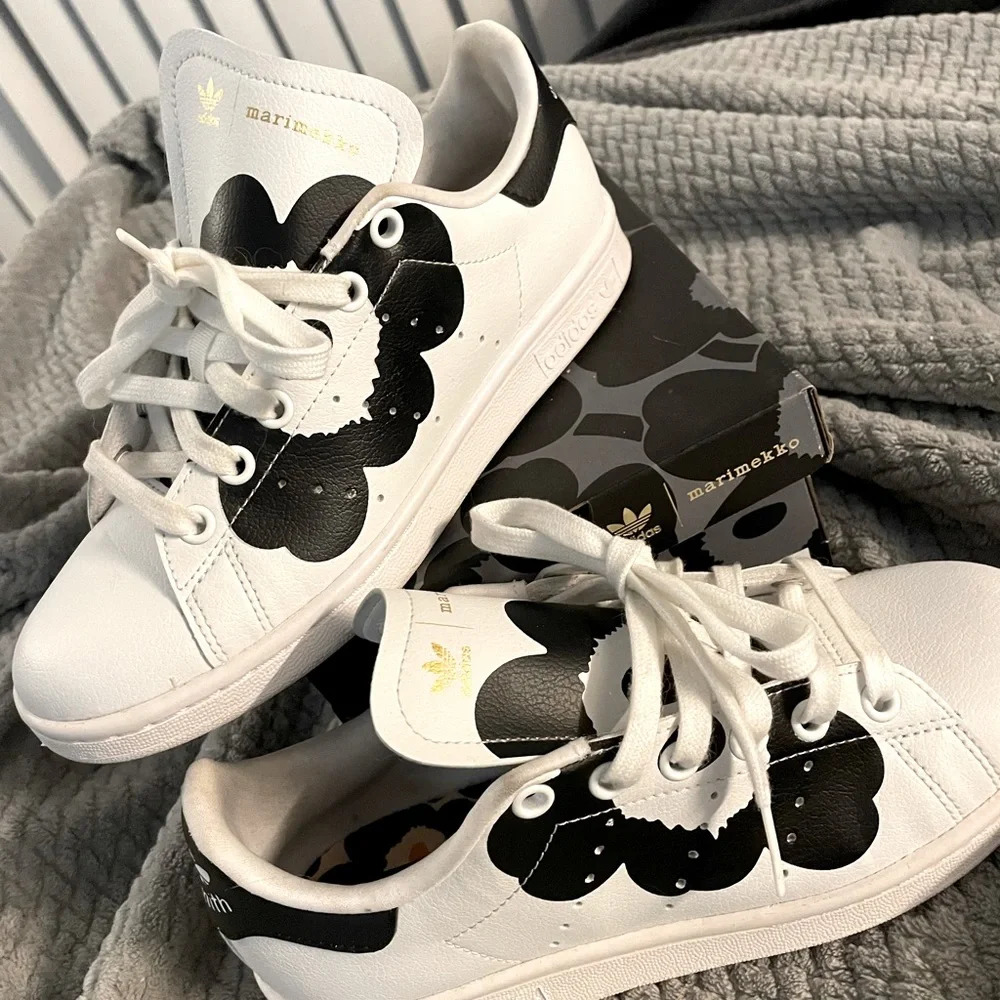 adidas Originals x Marimekko White Sneakers with Black Floral Print